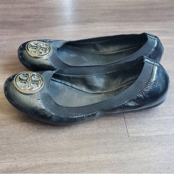 Tory Burch Black Caroline Ballet Flat Shoes Size 7 - Picture 3 of 8